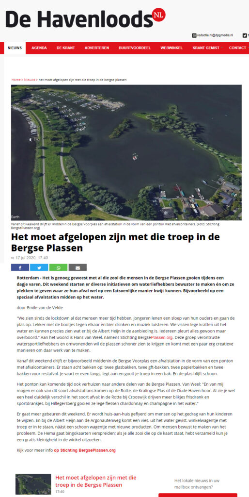 Het moet afgelopen zijn met die troep in de Bergse Plassen